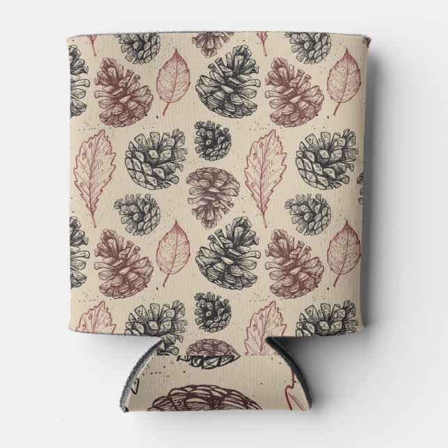 Porta-lata Cones de pinheiro: fundo florestal. (Frente)