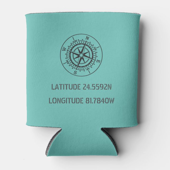 Porta-lata Configuração Personalizada Latitude e Longitude (Frente)