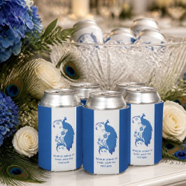 Porta-lata Conjunto de Noiva Elegante Pavão Azul - Cooler de