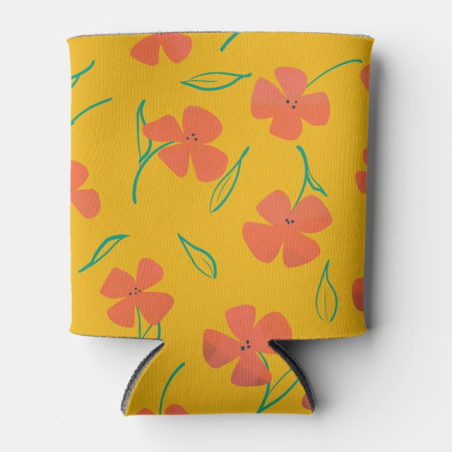 Porta-lata Consegue resfriar com Flores Vermelhos Brilhantes (Frente)