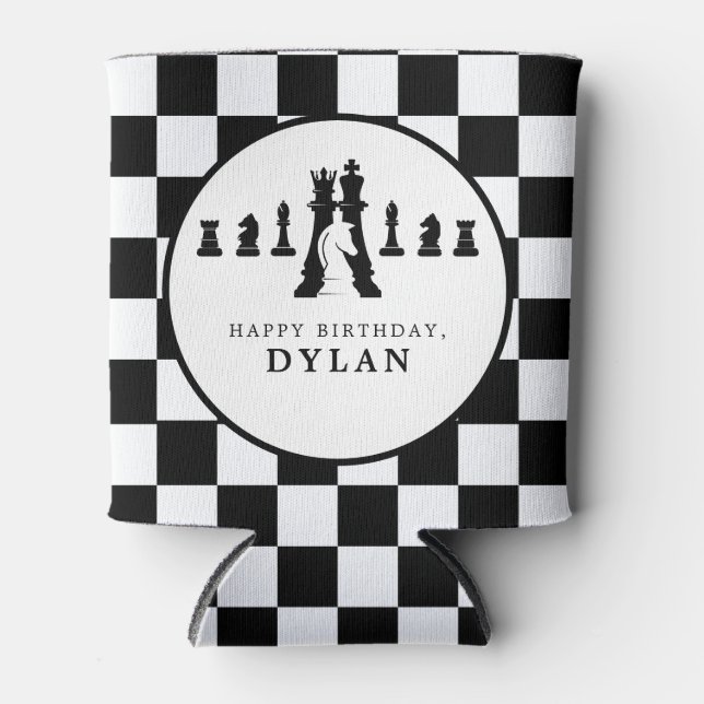 Porta-lata Conselho de xadrez e peças do jogo Noite de Qualqu (Frente)