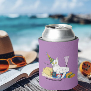Porta-lata Consequências Engraçadas de Ano Novo Gato Branco