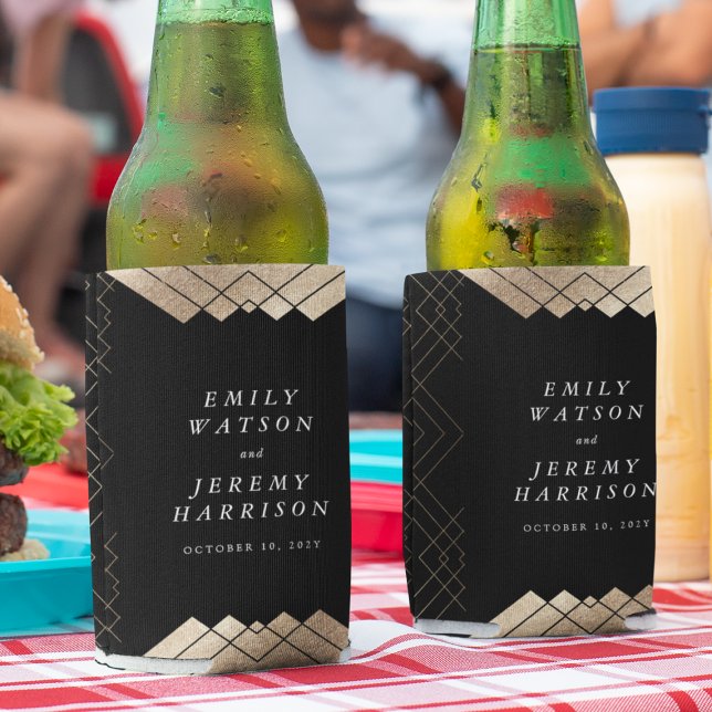 Porta-lata Convite Geométrico Dourado Gatsby Casamento (Criador carregado)