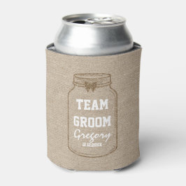 Porta-lata Convites de Casamento | Mason Jar Linen TEAM GROOM