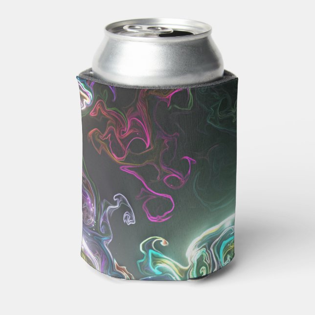 Porta-lata Cool Abstract Neon Liquid Art Black (Can Back)