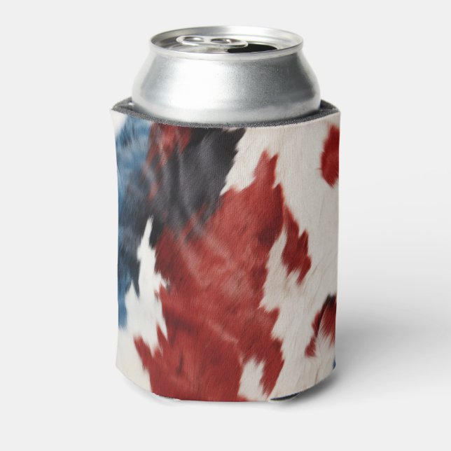 Porta-lata Cool Red White Blue Cow Print (Can Back)