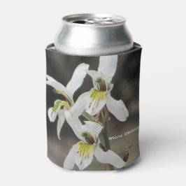 Porta-lata Cooler de Bebida Orquídea Amarela Branca