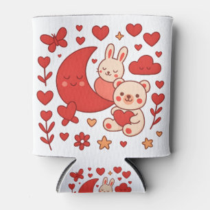 Porta-lata Cooler de Lata de Coração de Lua de Coelho e Urso 
