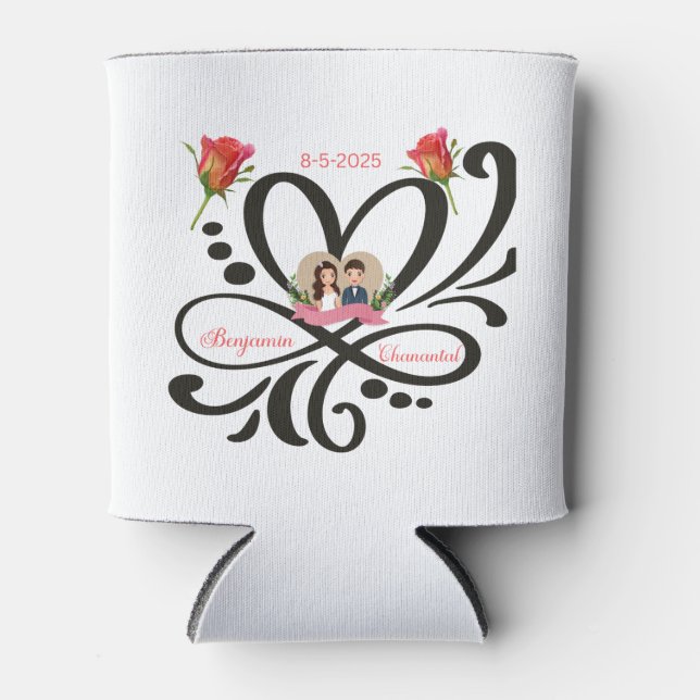 Porta-lata Cooler Personalizado, Favor de Casamento, Presente (Frente)