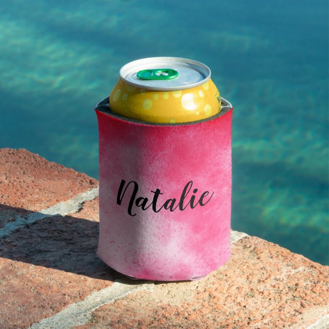 Porta-lata Cooler Rosa de Nome Personalizado (Piscina in situ)