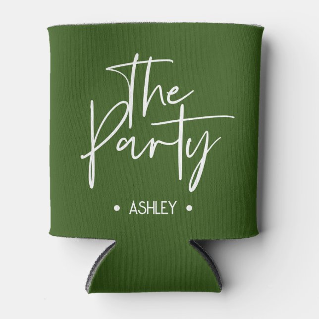 Porta-lata Coolers de lata personalizados verdes “The Party”  (Frente)