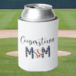 Porta-lata Cooperstown NY Baseball Mãe Stars Script Team Mães