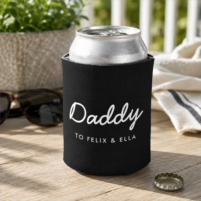 Porta-lata Copo Mais Fresco | Presente de Mangas de Cerveja p (Personalized Daddy can cooler with kids names for Father’s Day, BBQs and gifts.)