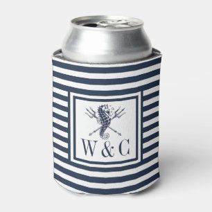 Porta-lata Copo para Caneca Monograma Náutico Listra Azul Mar