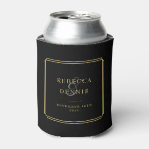 Porta-lata Copo Térmico de Casamento Art Déco Preto e Dourado
