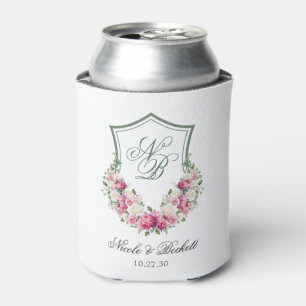 Porta-lata Copo Térmico de Casamento com Crista Floral Rosa