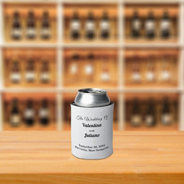 Porta-lata Copo Térmico para Casamento Preto e Branco (Typography style black and white wedding can cooler)