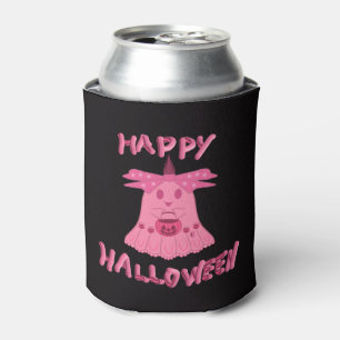 Porta-lata Coquette Rosa Fantasma Feliz Halloween Arte Digita