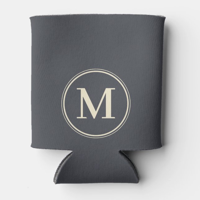 Porta-lata Cor Cinza Mediterrâneo Sólido Monogram (Frente)