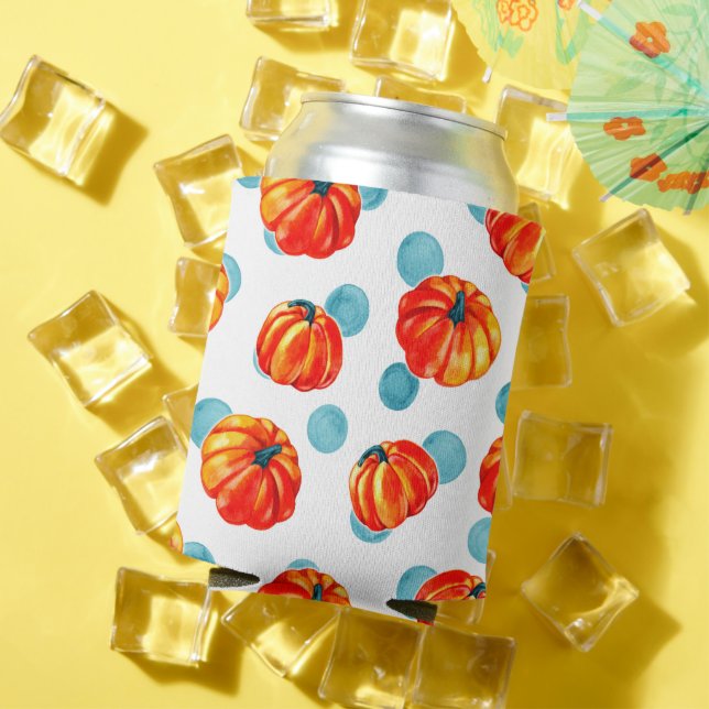 Porta-lata Cor d'água Laranja Pumpkins Bolinhas Azuis (Verão in situ)