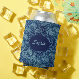 Porta-lata Cor damasco Elegante Blue Vintage