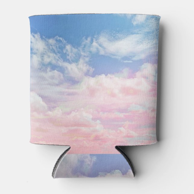 Porta-lata Cor de Água das Nuvens Rosa: Céu Gradiente. (Frente)