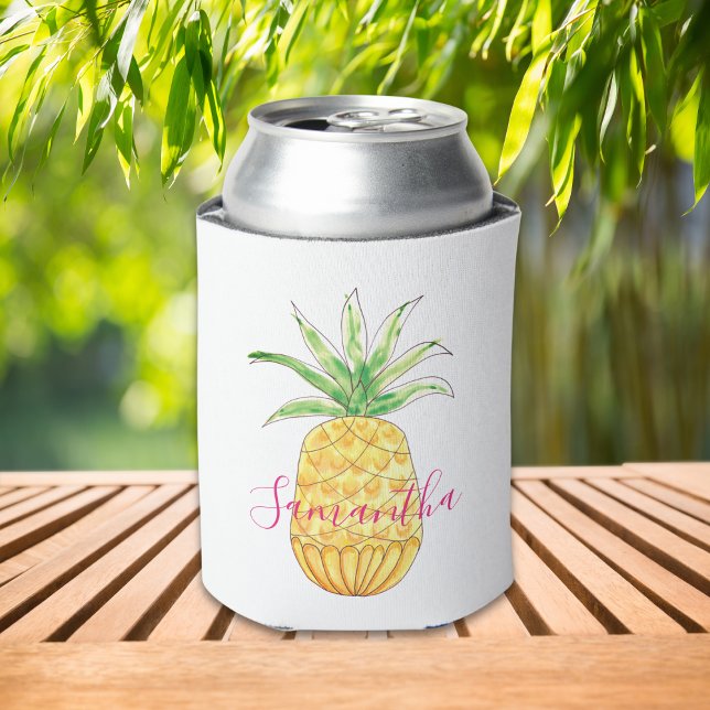 Porta-lata Cor de Água Personalizada de Abacaxi Tropical (Criador carregado)
