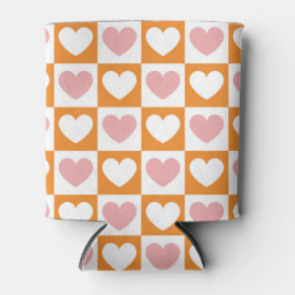 Porta-lata Cor de Laranja Rosa Rosa Rosa da Flor do Chessboar