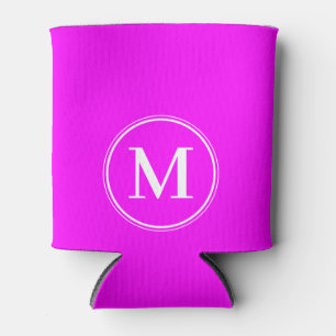 Porta-lata Cor Monograma Elétrico Rosa Retrô Sólido 