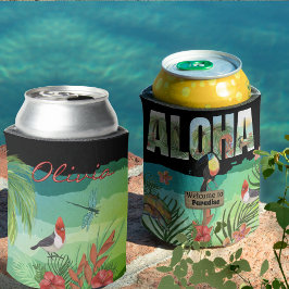 Porta-lata Cor Vibrante Aloha Tropical Havaiano