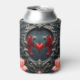 Porta-lata Coração Alado Carmesim Romance Gótico Elegante .