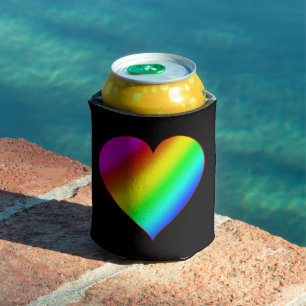 Porta-lata Coração Colorido Arco-íris Amor Cor Brilhante