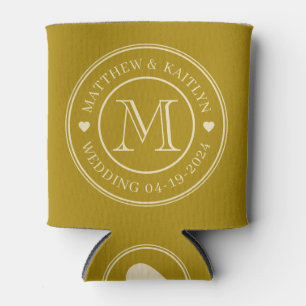 Porta-lata Coração de Monograma de Casamento Desert Sage de M