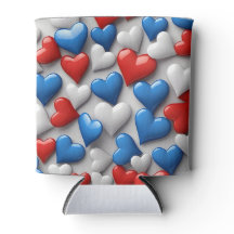 CORAÇÃO PATRIÓTICA VERMELHA BRANCA E AZUL-AMERICAN