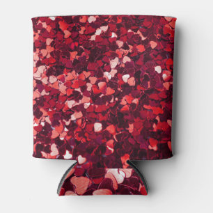 Porta-lata Coração Vermelho com Brilho: Textura Minimalista.