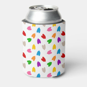 Porta-lata Corações Coloridos De Amor Padrão Design Branco 