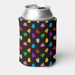 Porta-lata Cores Amor Corações Padrão Design Preto 