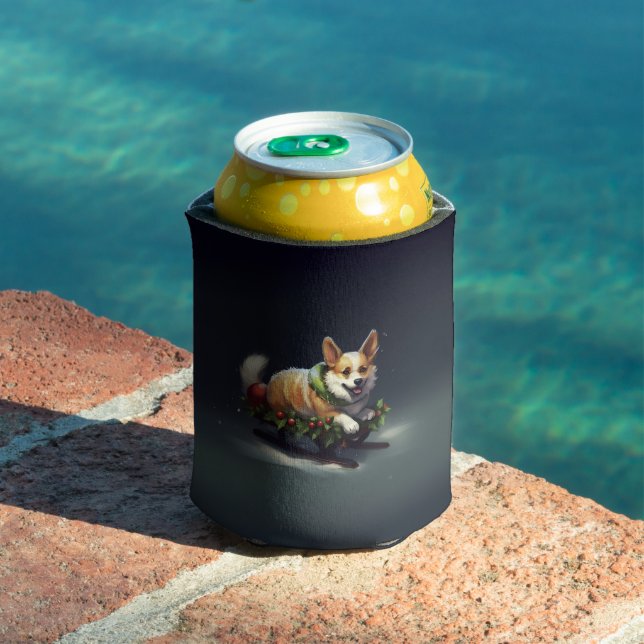 Porta-lata Corgi Natal neve inverno (Piscina in situ)