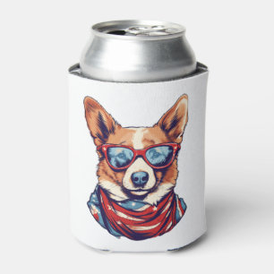 Porta-lata Corgi Patriotic Dog USA Flag