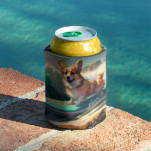 Porta-lata Corgi Praia Surf Pintura