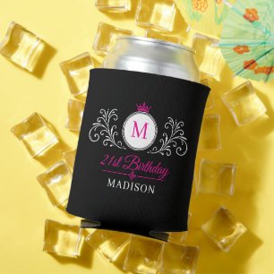 Porta-lata Coroa de Crista de Nome Personalizado Monograma de