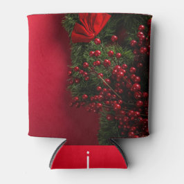 Porta-lata coroa de natal com bagas vermelhas