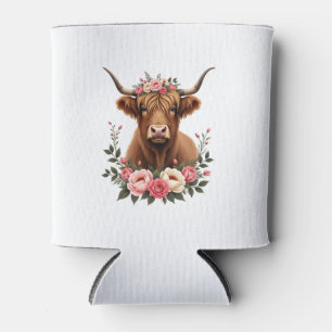Porta-lata Coroa Floral Vintage Highland Cow Boho Farmhouse A