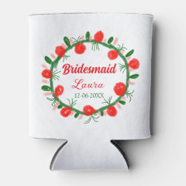 Porta-lata coroa verde vermelha cir adicionar nome bridesmaid