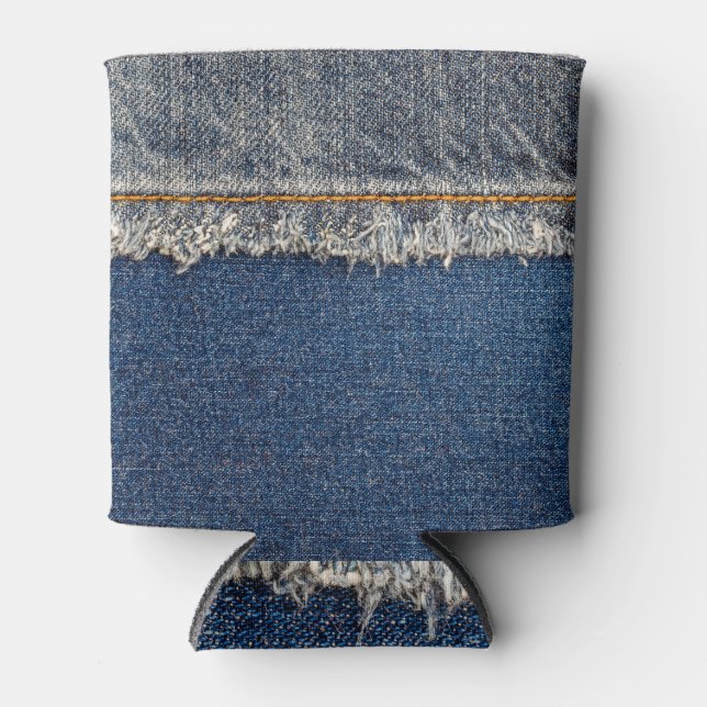 Porta-lata Cortina Laranja, Patch Duplo De Denim. (Frente)