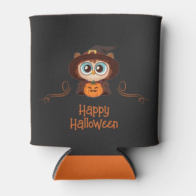 Porta-lata Coruja/Queda/Outono/Halloween/abóbora (Frente)