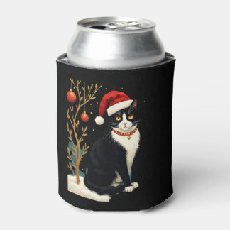 Porta-lata Cottagecore Tuxedo Cat Funny Xmas Aesthetic Santa 