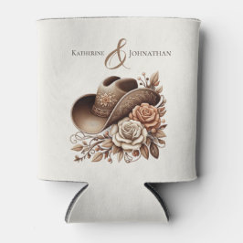 Porta-lata Country Western Cowgirl Hat com Flores