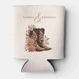 Porta-lata Country Western Flowers com Botas de Cowboy