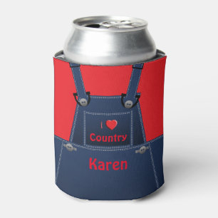 Porta-lata County Folk Supera o Coração Vermelho Personaliz